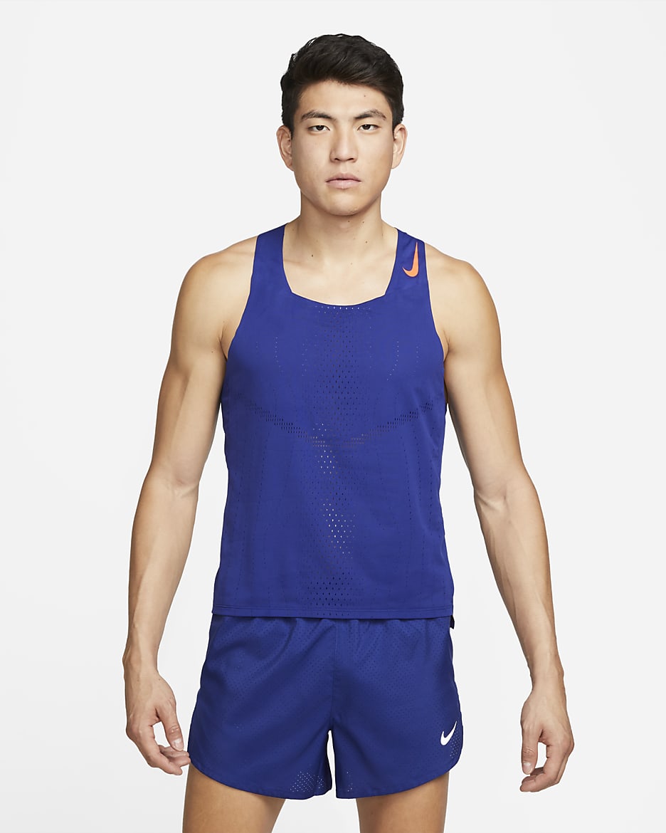 ナイキ Dri-FIT ADV エアロスイフト メンズ レーシングシングレット - ディープロイヤルブルー/ブライトクリムゾン