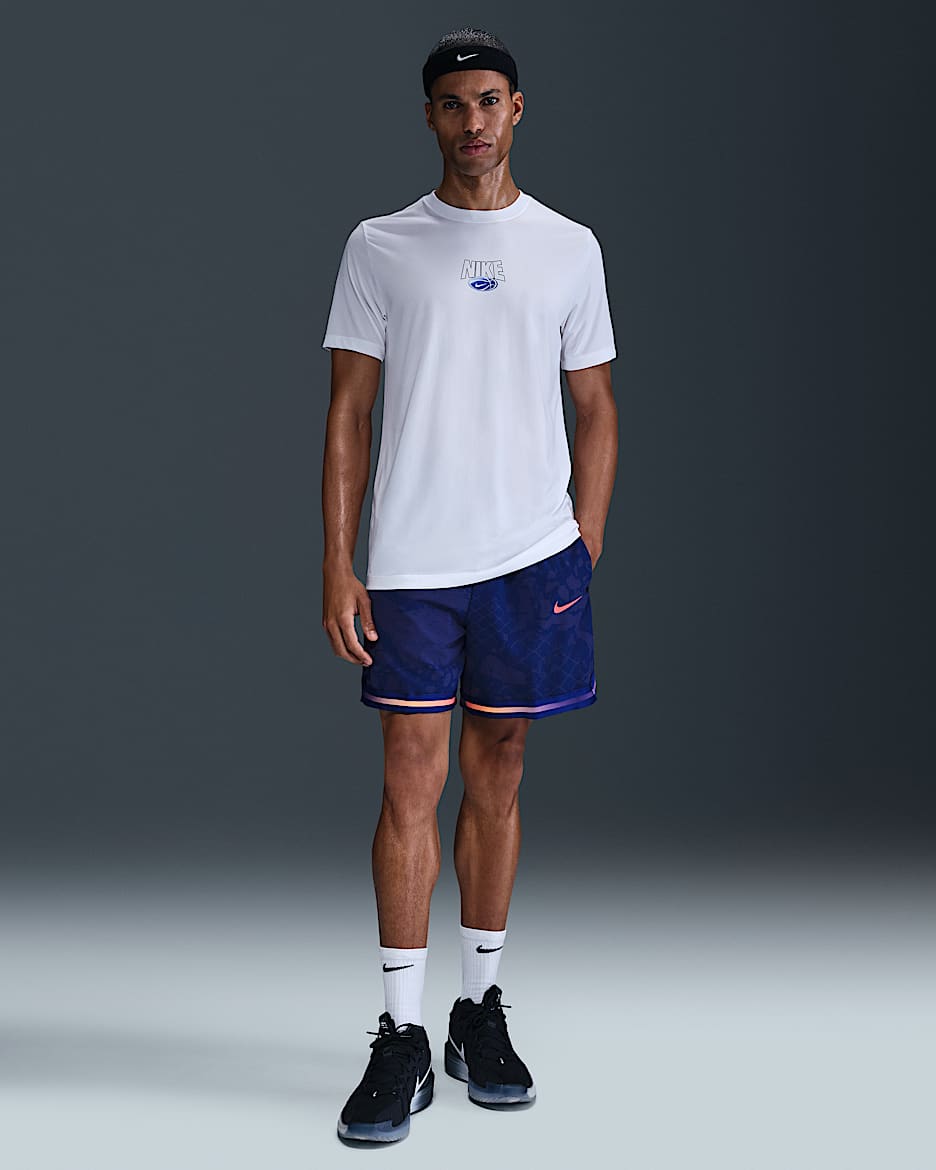 Shorts de básquetbol de tejido Woven Dri-FIT de 15 cm para hombre Nike DNA - Azul vacío/Azul marino medianoche/Carmesí claro