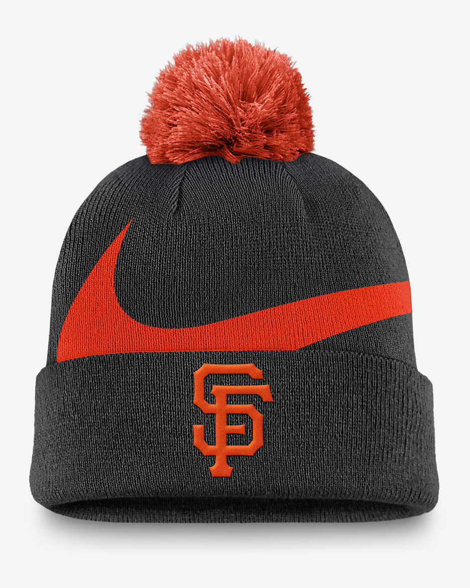San Francisco Giants Peak Men's Nike MLB Cuffed Pom Beanie - Black
