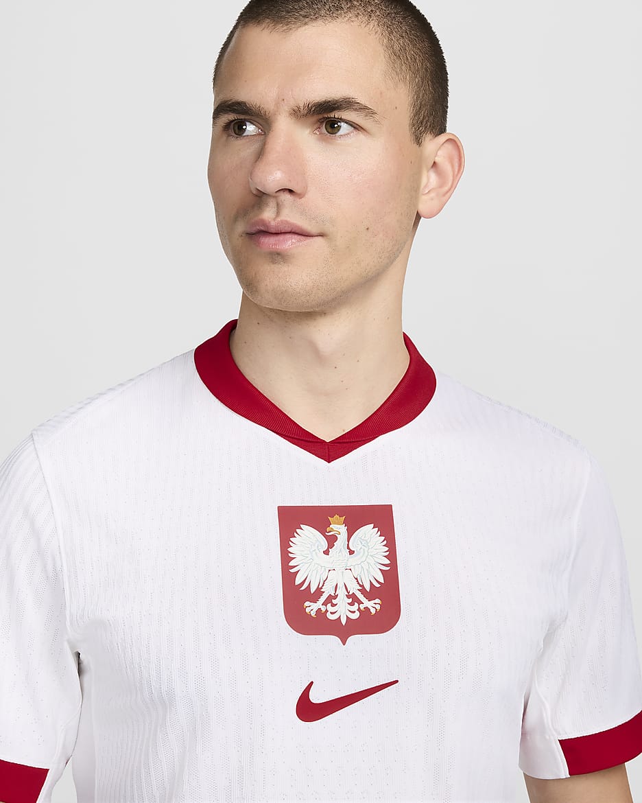 Męska koszulka piłkarska z krótkim rękawem Authentic Nike Dri-FIT ADV Polska Match 2024/25 (wersja domowa) - Biel/Sport Red/Sport Red