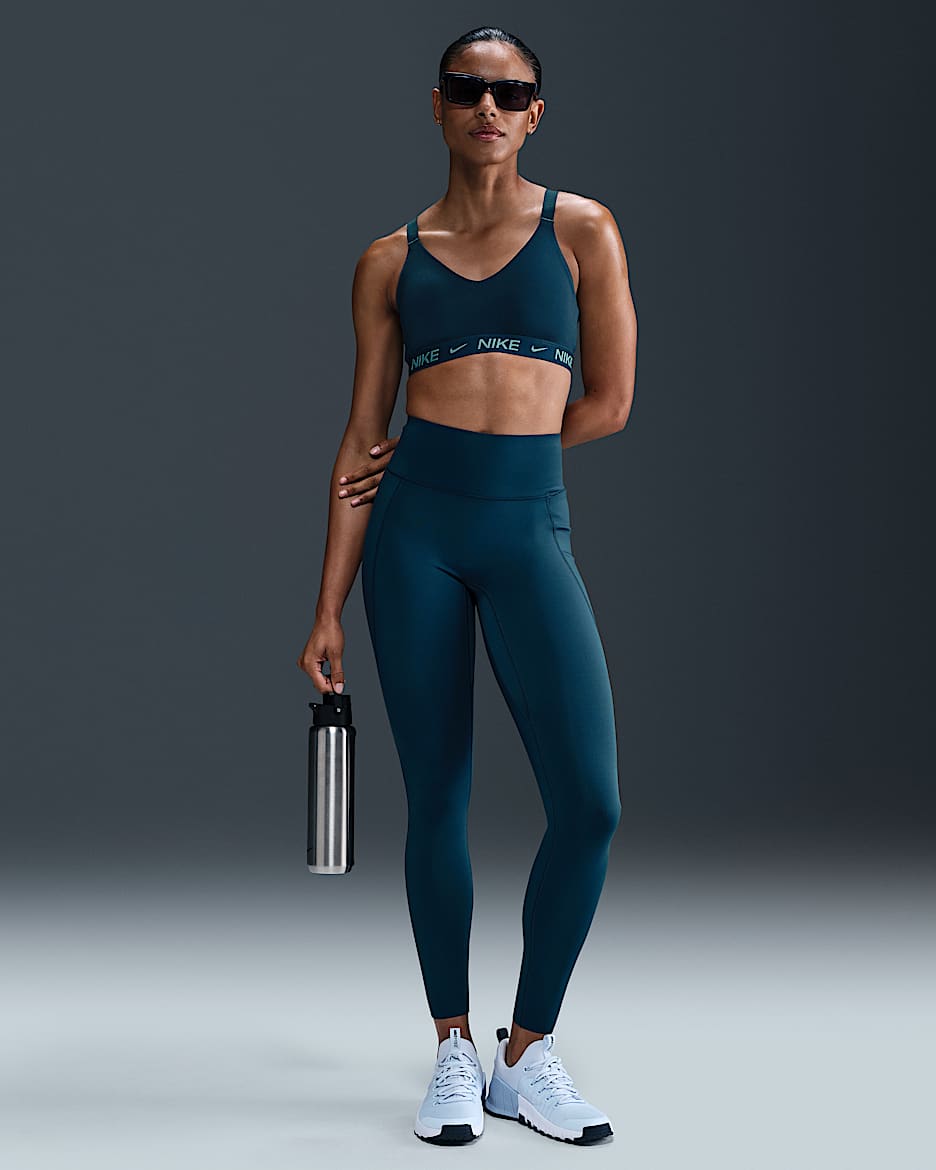 Nike Universa Women's Medium-Support High-Waisted Full-Length Leggings with Pockets - Armoury Navy/Anthracite/Rift Blue