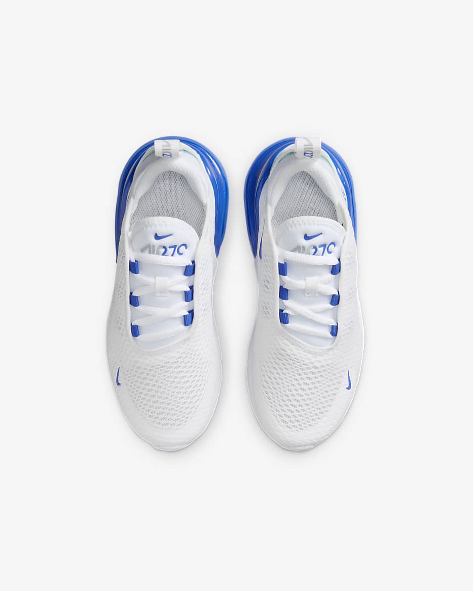 Tenis para niños de preescolar Nike Air Max 270 - Blanco/Gris lobo/Blanco/Royal juego