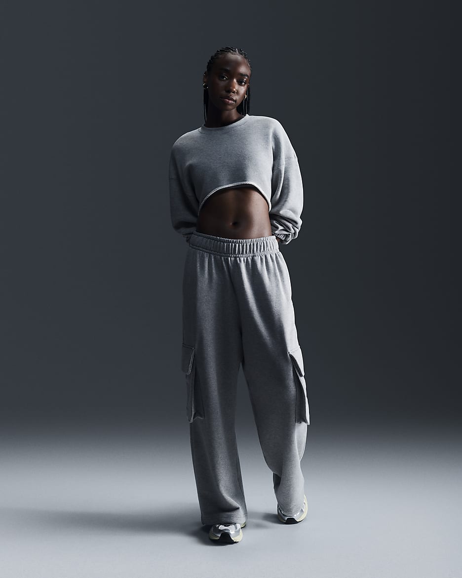 Boléro oversize en tissu en molleton Nike Sportswear pour femme - Dark Grey Heather/Noir