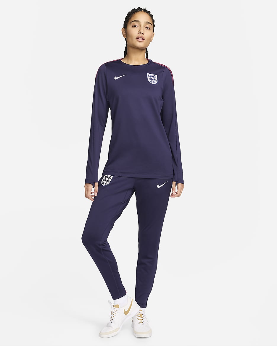 Inglaterra Strike Pantalón de fútbol de tejido Knit Nike Dri-FIT - Mujer - Purple Ink/Rosewood/Blanco