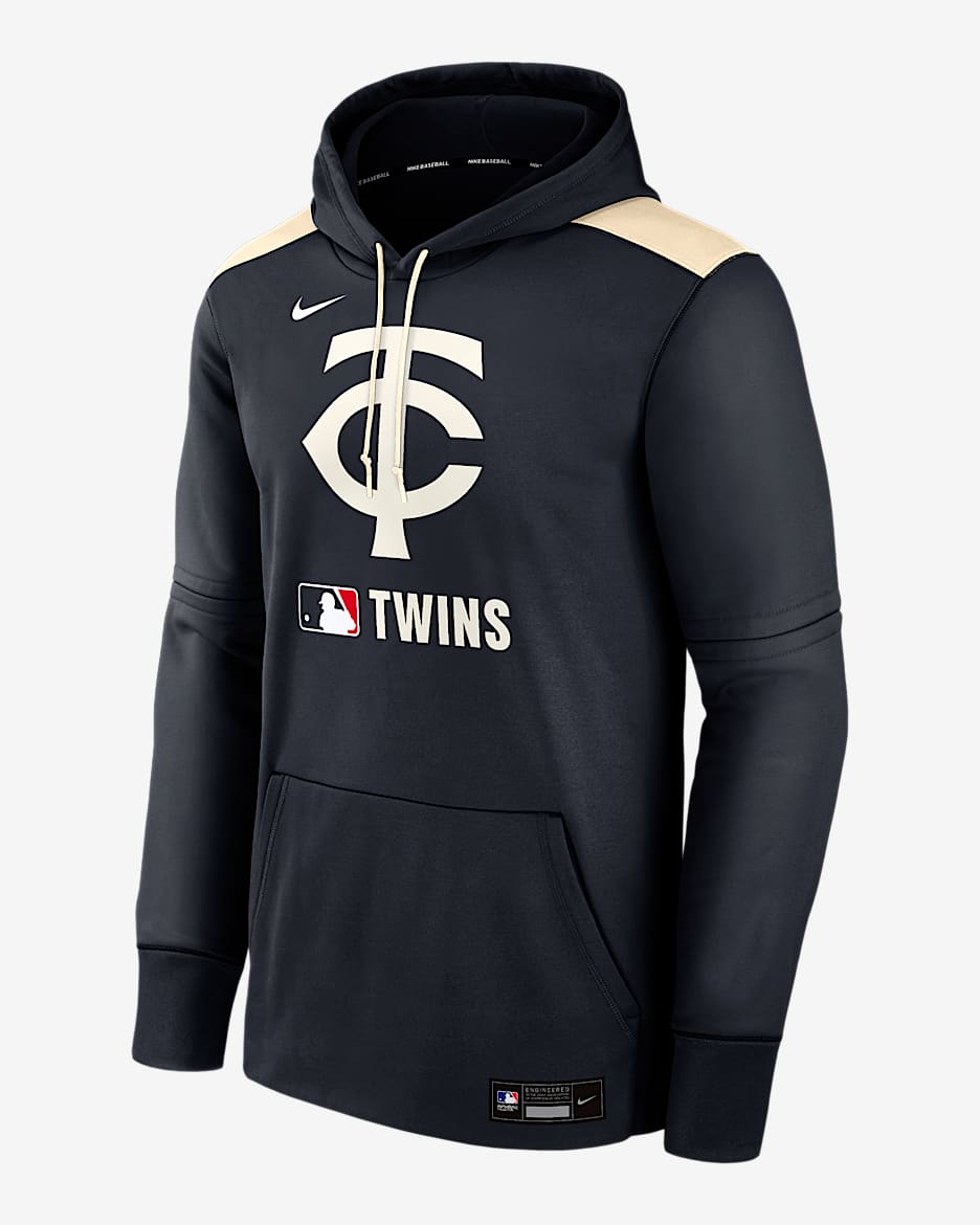 Sudadera con gorro sin cierre Nike Therma de la MLB para hombre Minnesota Twins Authentic Collection - Azul marino