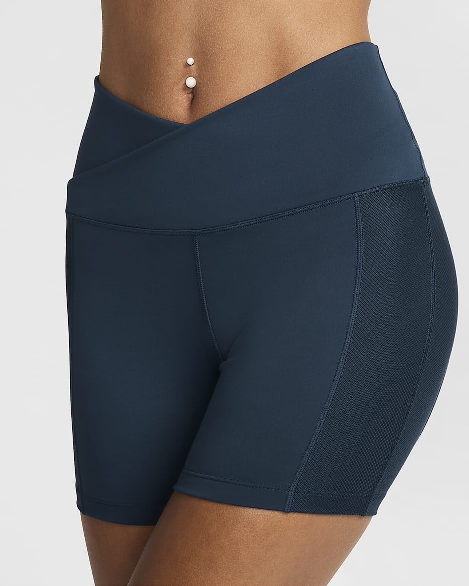 Nike One Wrap Women's High-Waisted 5" Biker Shorts - Armory Navy/Black