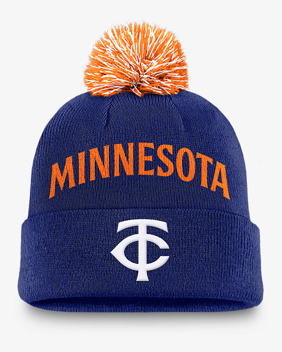 Minnesota Twins Peak Men's Nike MLB Cuffed Pom Beanie - Deep Royal Blue