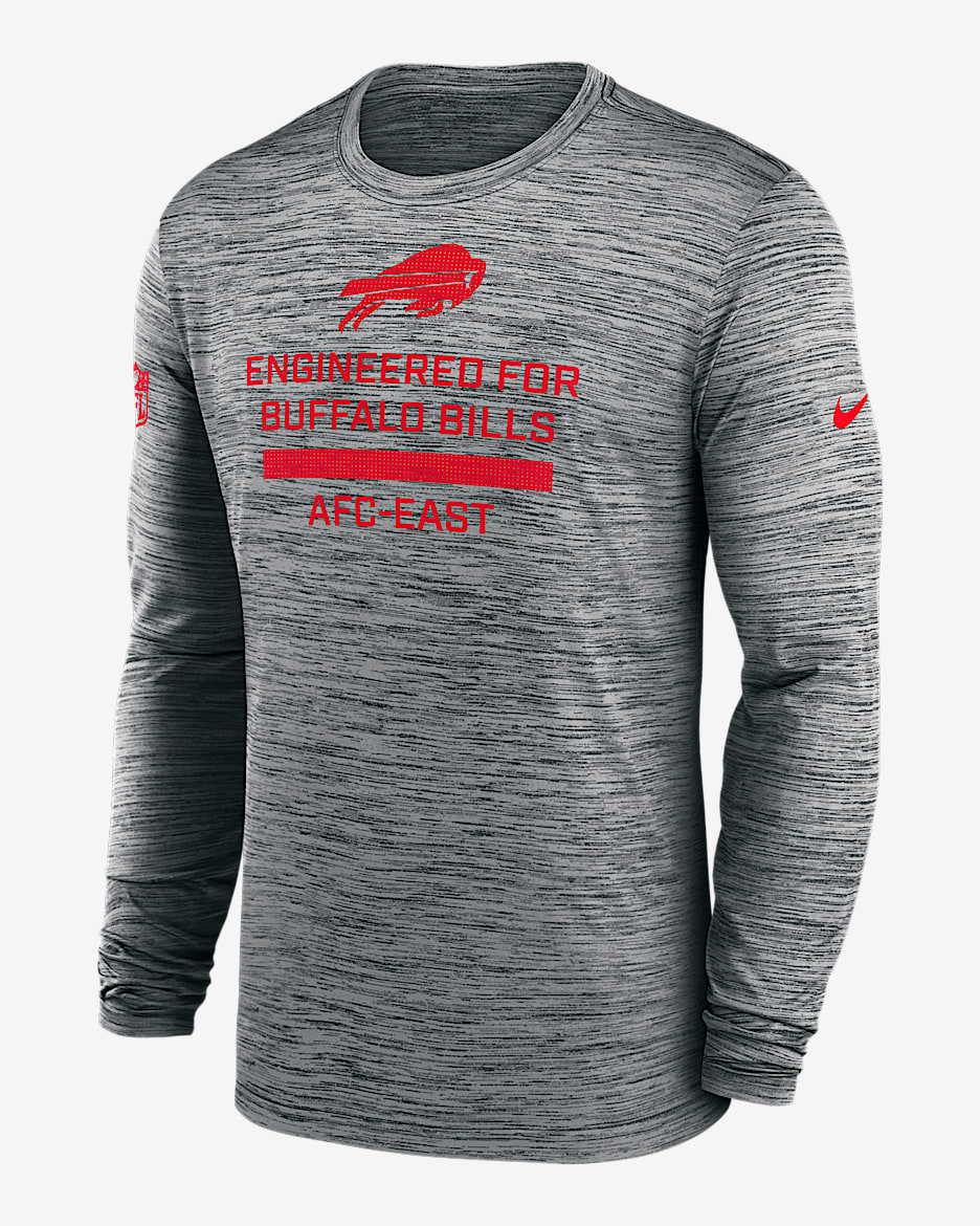 Buffalo Bills Sideline Team Issue Velocity Men's Nike Dri-FIT NFL Long-Sleeve T-Shirt - Grey