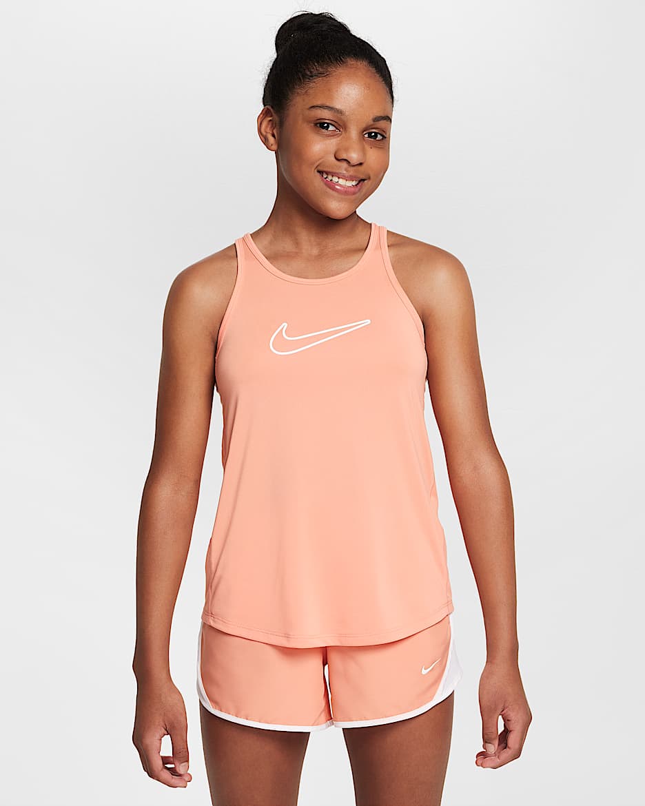 Nike One Classic Older Kids' (Girls') Dri-FIT Tank Top - Apricot Agate/White