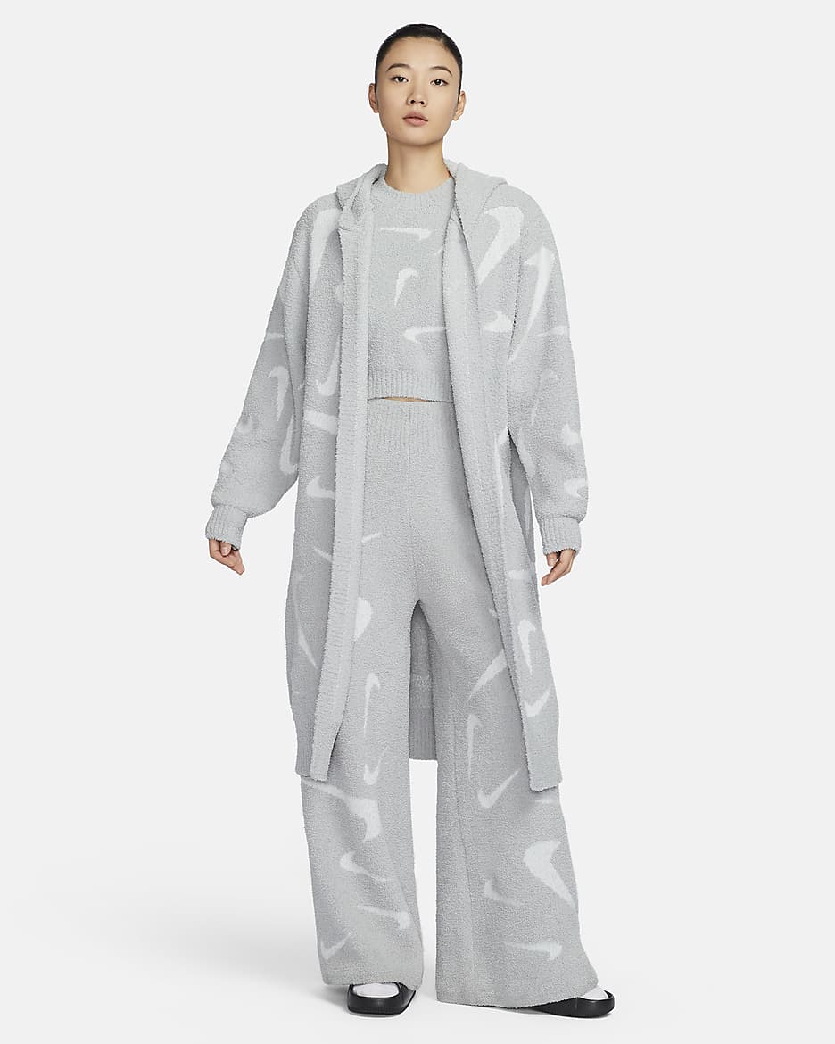 Nike Sportswear Phoenix Cozy Bouclé Women's Loose Long Knit Cardigan - Light Smoke Grey/Photon Dust