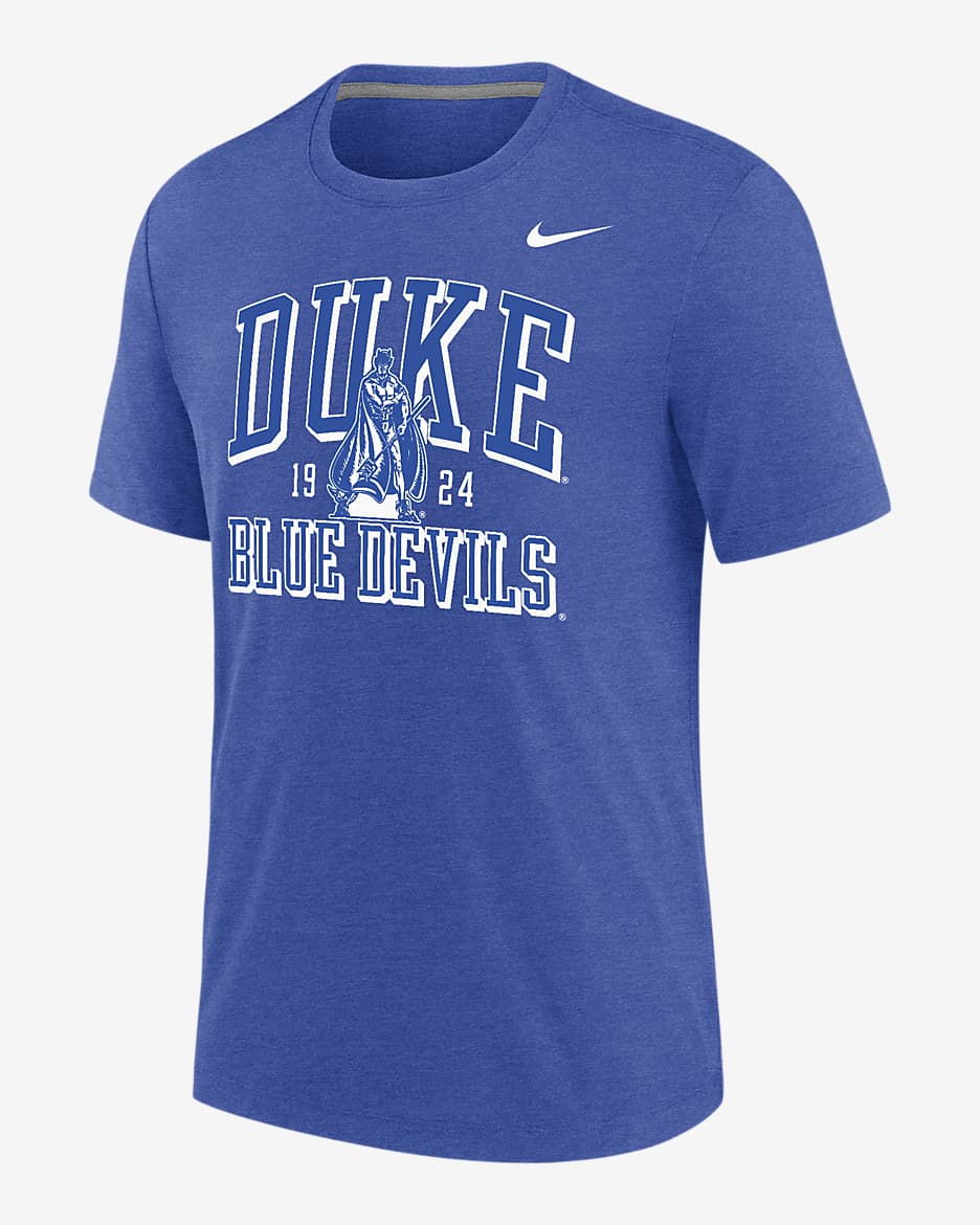 Playera universitaria Nike para hombre Duke - Azul royal jaspeado