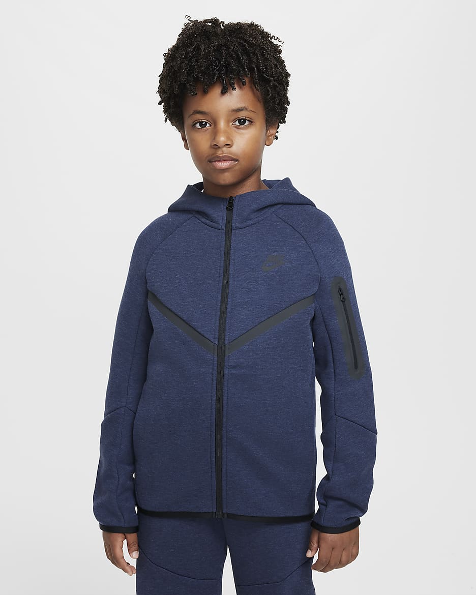 Nike Sportswear Tech Fleece Big Kids' Full-Zip Hoodie - Obsidian Heather/Obsidian Heather/Black/Black