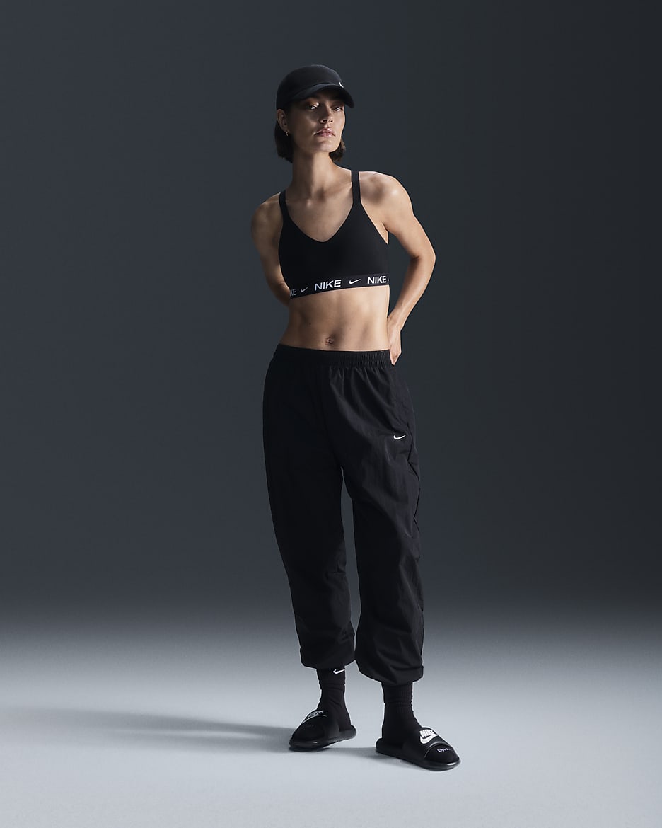 Sutiã de desporto ajustável almofadado Nike Indy Medium Support para mulher - Preto/Preto/Branco