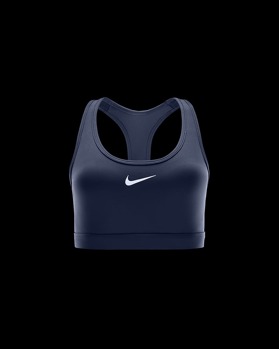 Brassière de sport rembourrée Nike Swoosh Medium Support pour femme - Armory Navy/Blanc