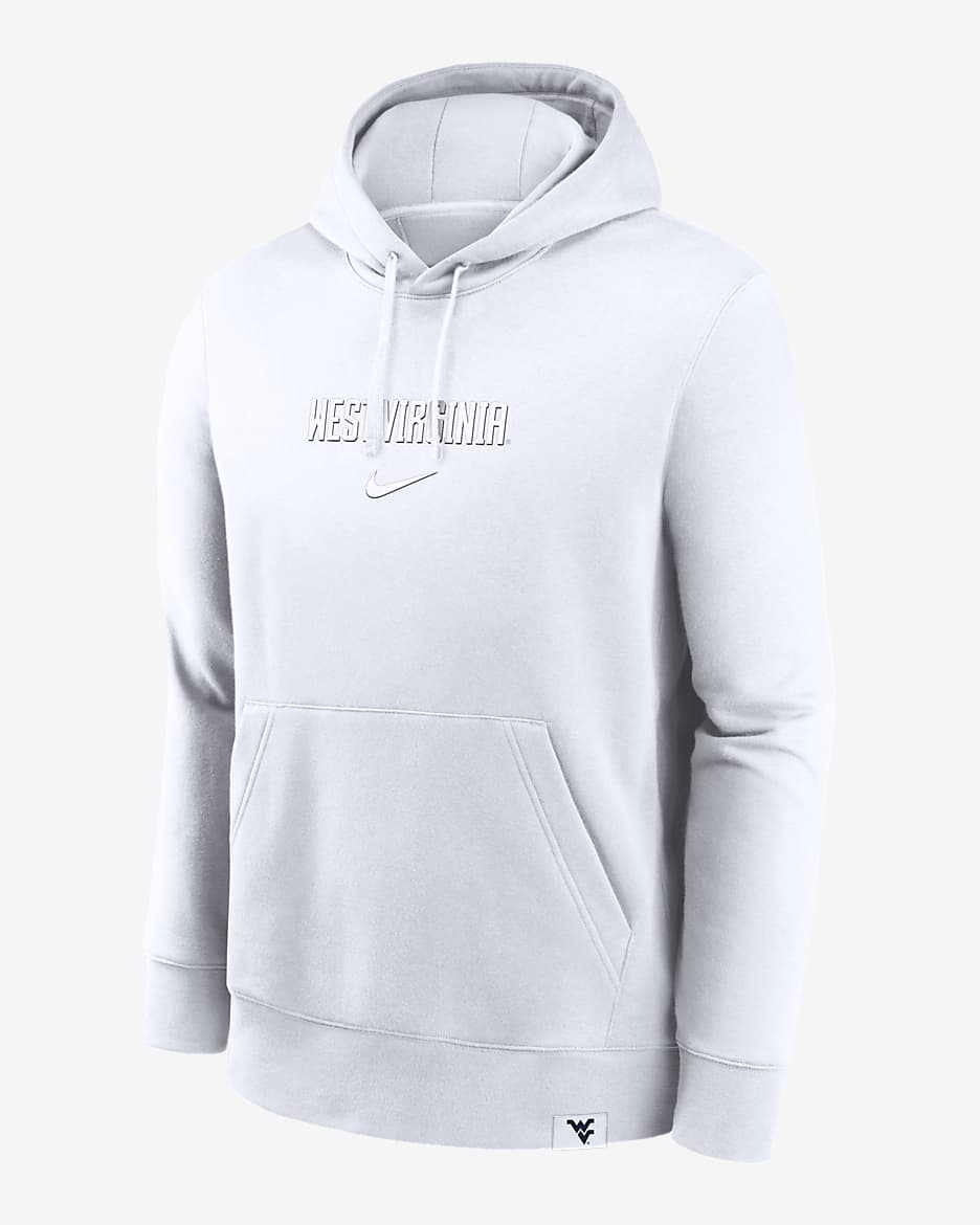 West Virginia Mountaineers Statement Wordmark Lockup Heavyweight Men's Nike College Pullover Hoodie - White