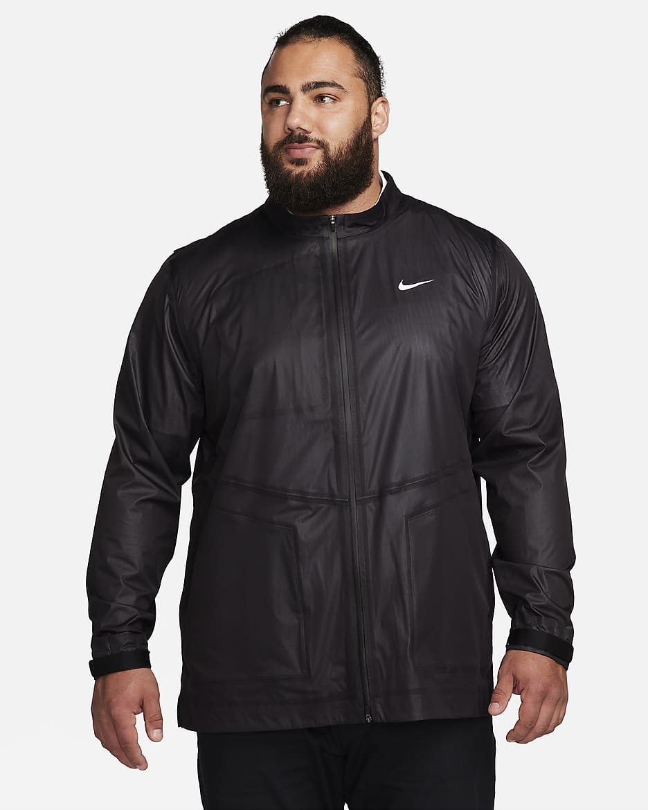 Nike Storm-FIT ADV Herren-Golfjacke mit durchgehendem Reißverschluss - Schwarz/Schwarz/Anthracite/Weiß