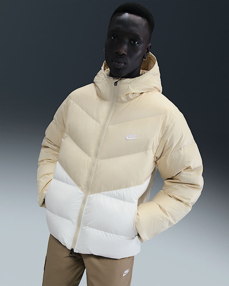 Veste en duvet Nike Windrunner pour homme - Light Khaki/Sail/Blanc