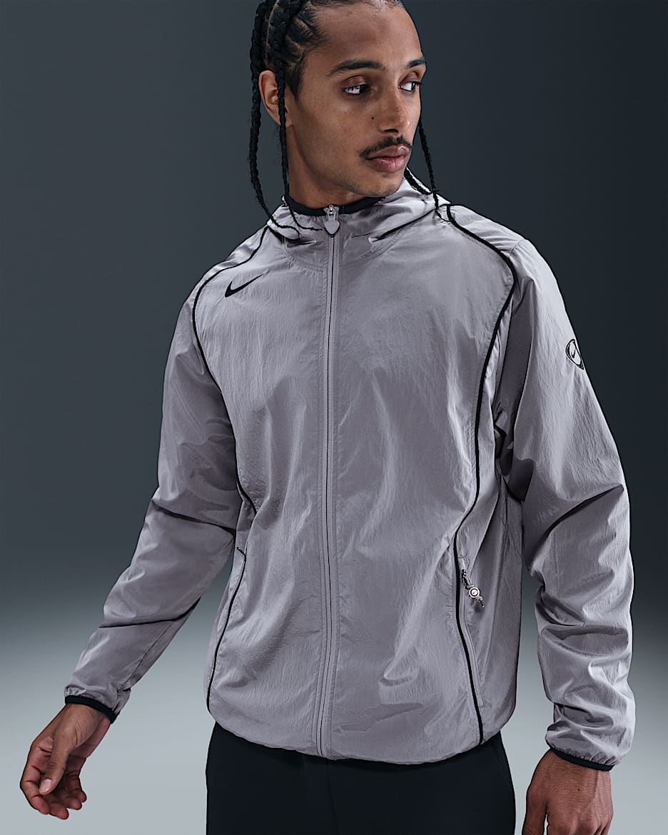 Giacca da calcio Repel con zip a tutta lunghezza Nike Total 90 – Uomo - Particle Grey/Nero/Nero/Nero