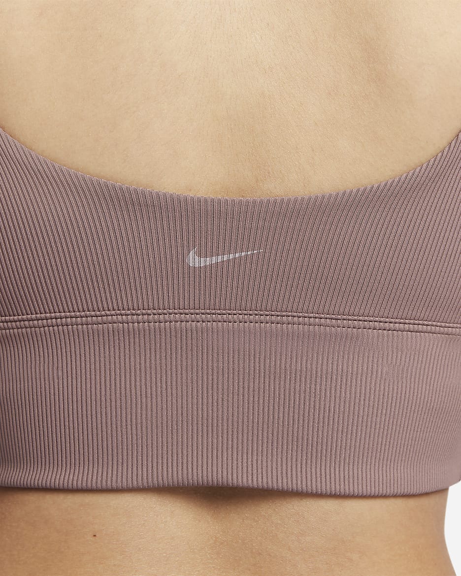 Nike Zenvy 羅紋女款輕度支撐型襯墊長版運動內衣 - Smokey Mauve/Smokey Mauve/白色