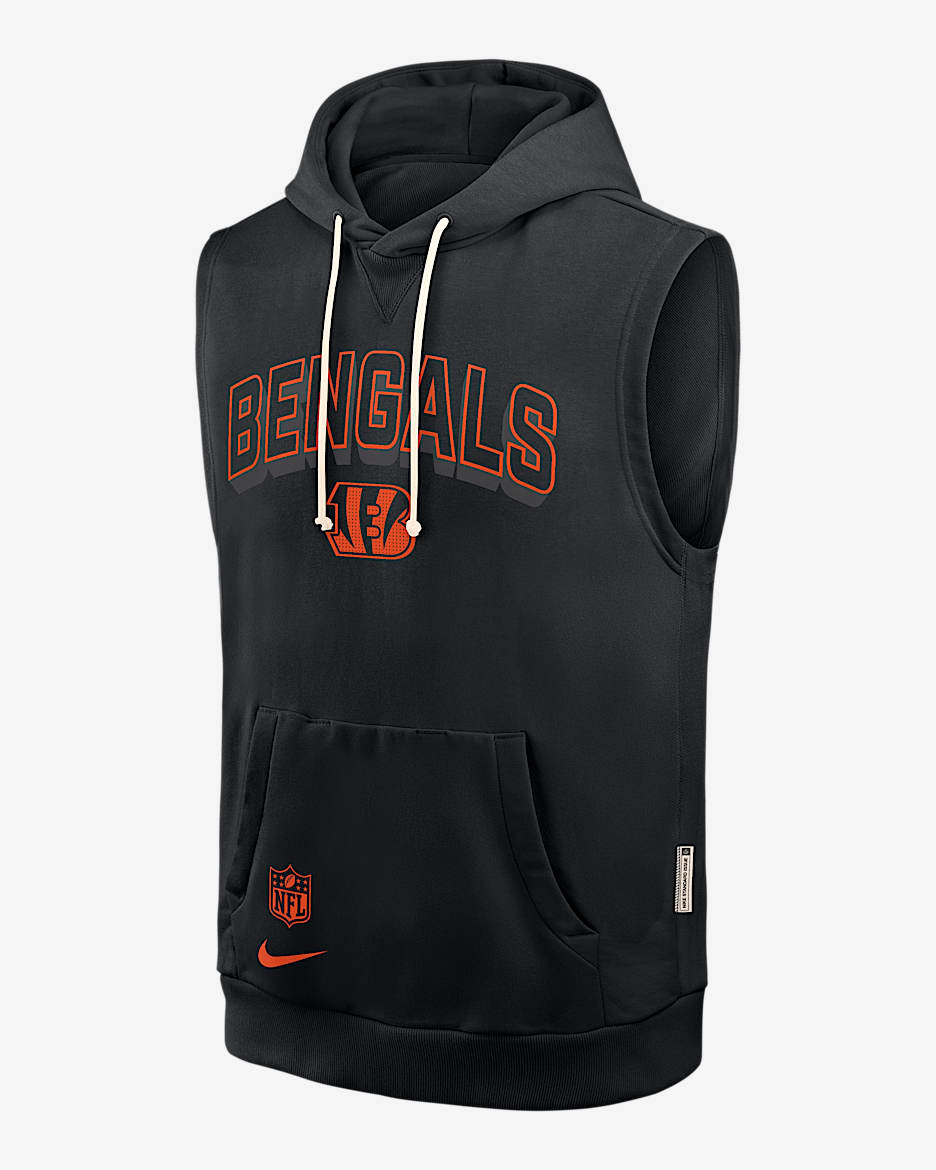 Cincinnati Bengals Sideline Men's Nike Dri-FIT NFL Sleeveless Pullover Hoodie - Black