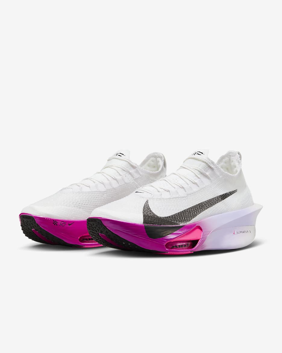 Nike Alphafly 3 Zapatillas de competición para asfalto - Hombre - Blanco/Purple Agate/Vivid Grape/Negro