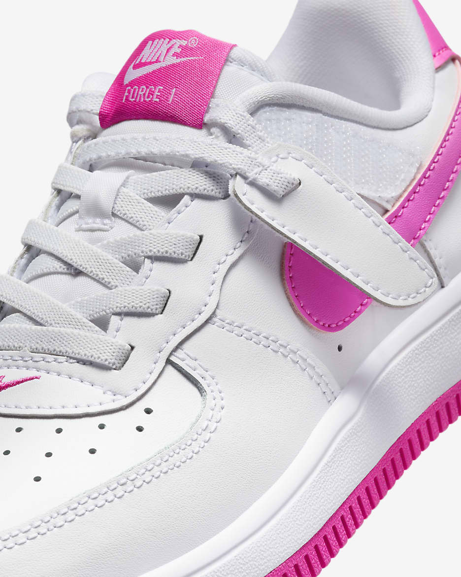 Nike Force 1 Low EasyOn Younger Kids' Shoes - White/Laser Fuchsia