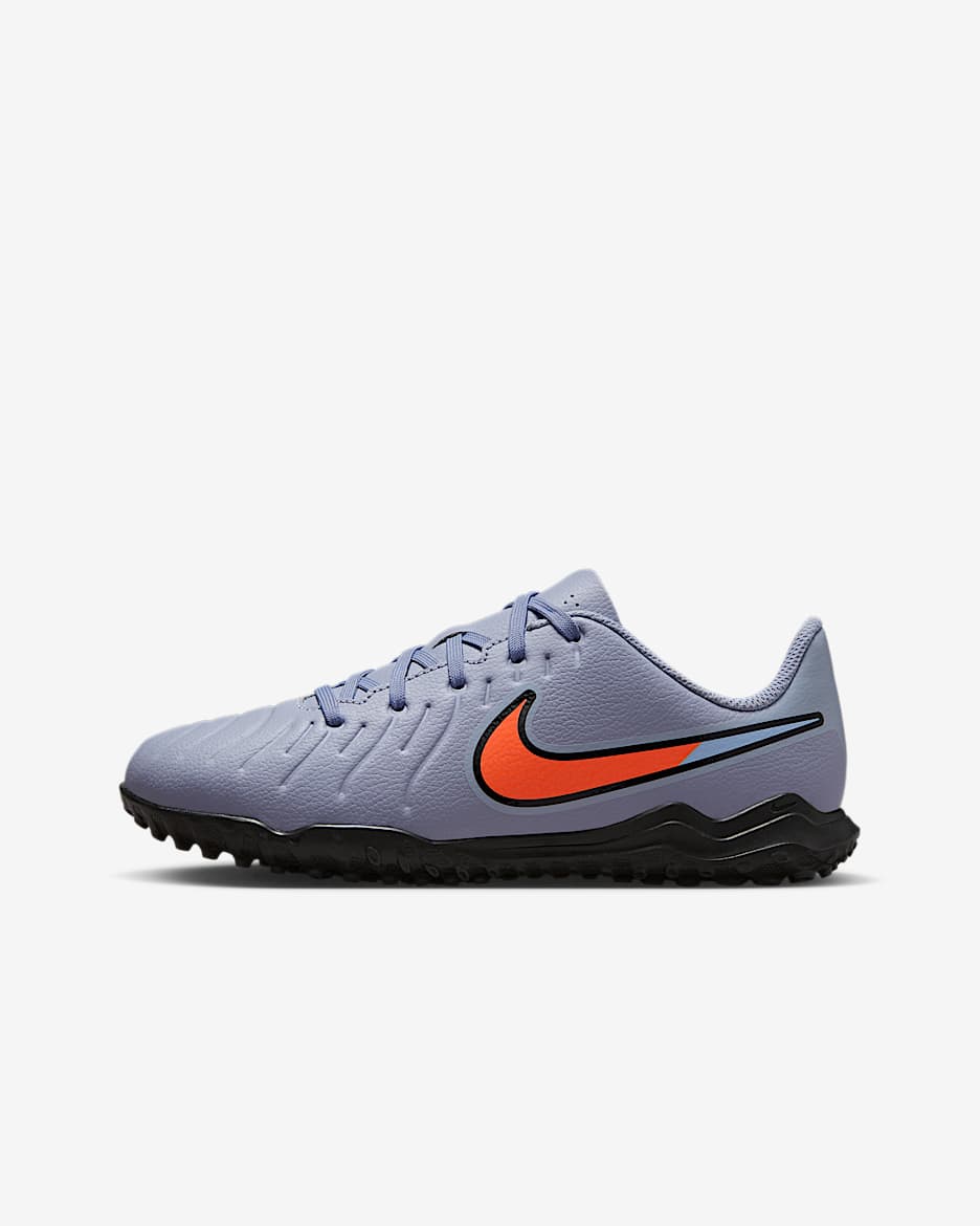Tacos de fútbol para pasto sintético (Turf) de corte low para niños de preescolar y grandes Nike Jr. Tiempo Legend 10 Club - Azul eclipse/Negro
