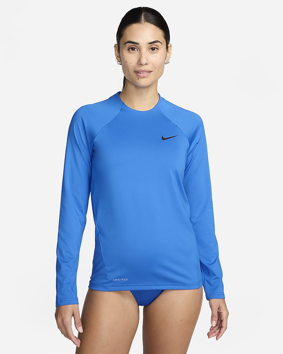 Camiseta Hydroguard de natación de manga larga para mujer Nike Essential - Azul foto