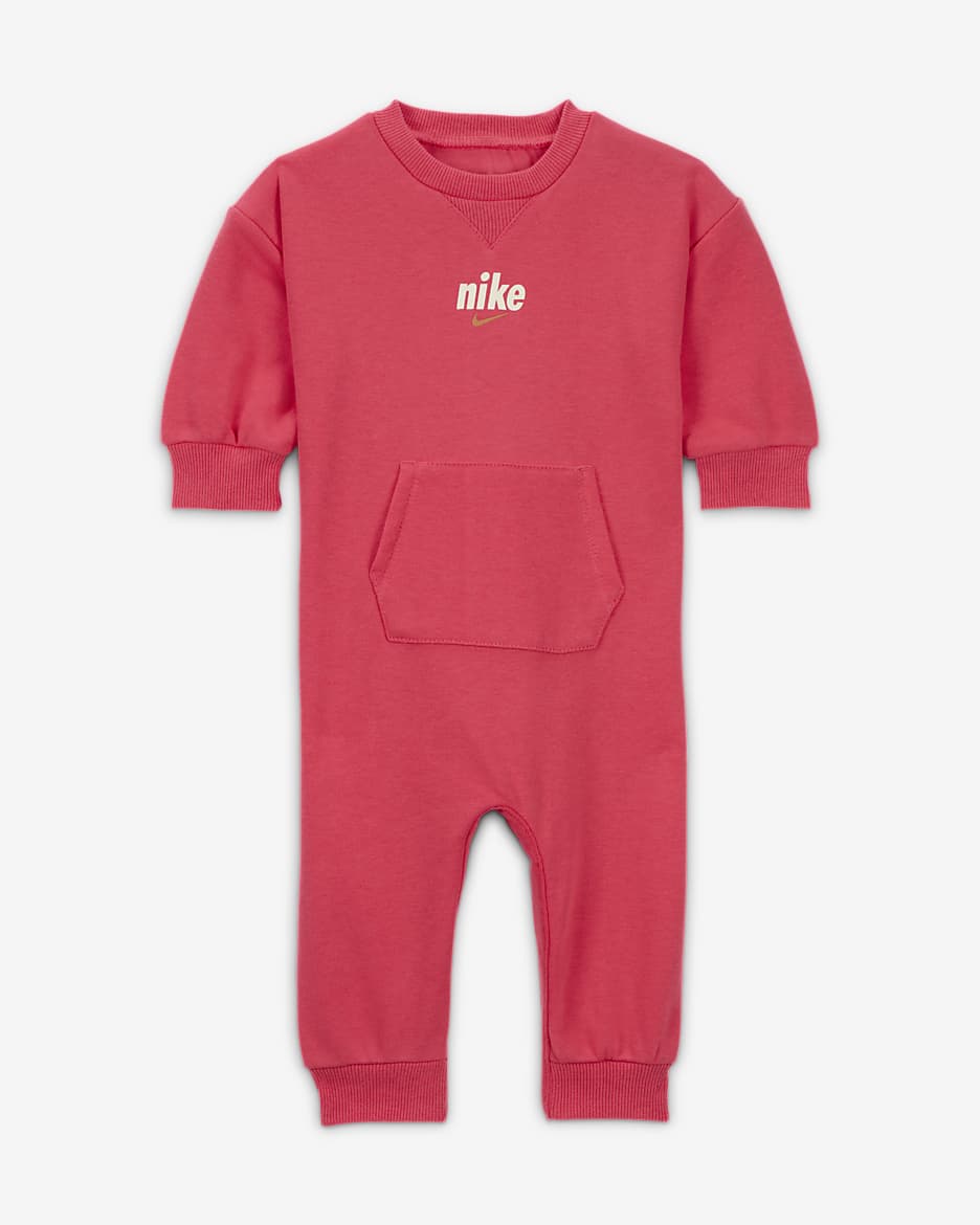 Nike Everyone From Day One Baby (0-9M) Crew Coverall - Aster Pink