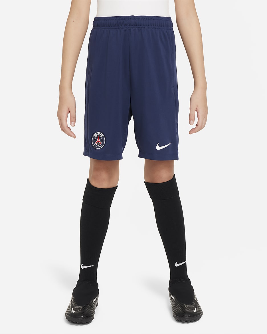 パリ サンジェルマン (PSG) アカデミー プロ ジュニア ナイキ Dri-FIT サッカーショートパンツ - ミッドナイトネイビー/ホワイト