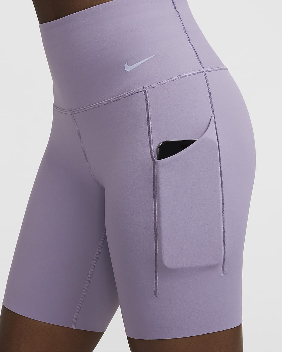 Nike Universa Women's Medium-Support High-Waisted 20cm (approx.) Biker Shorts with Pockets - Daybreak/Black