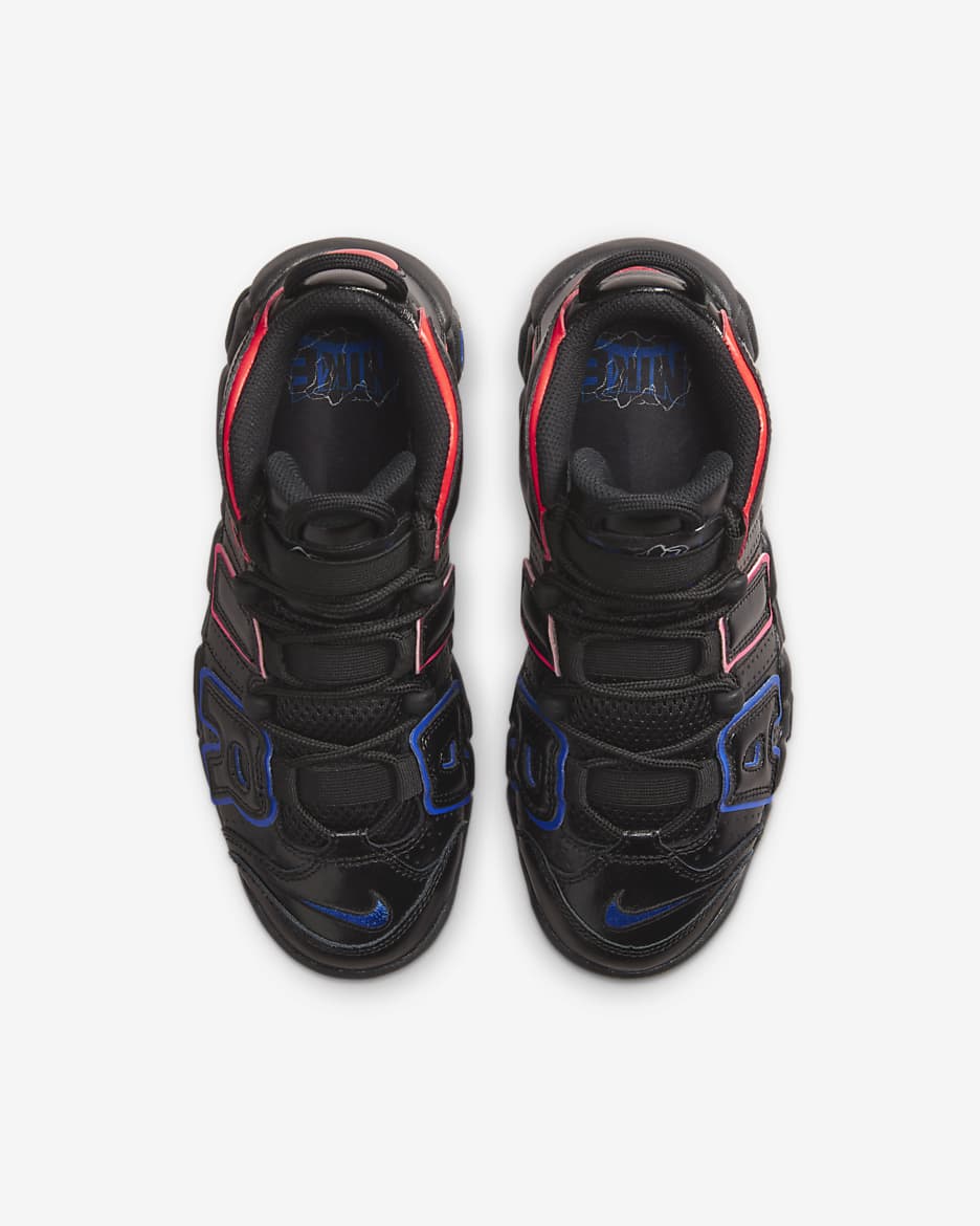 Calzado para niños grandes Nike Air More Uptempo - Negro/Azul carrera/Hiperrosa/Carmesí brillante