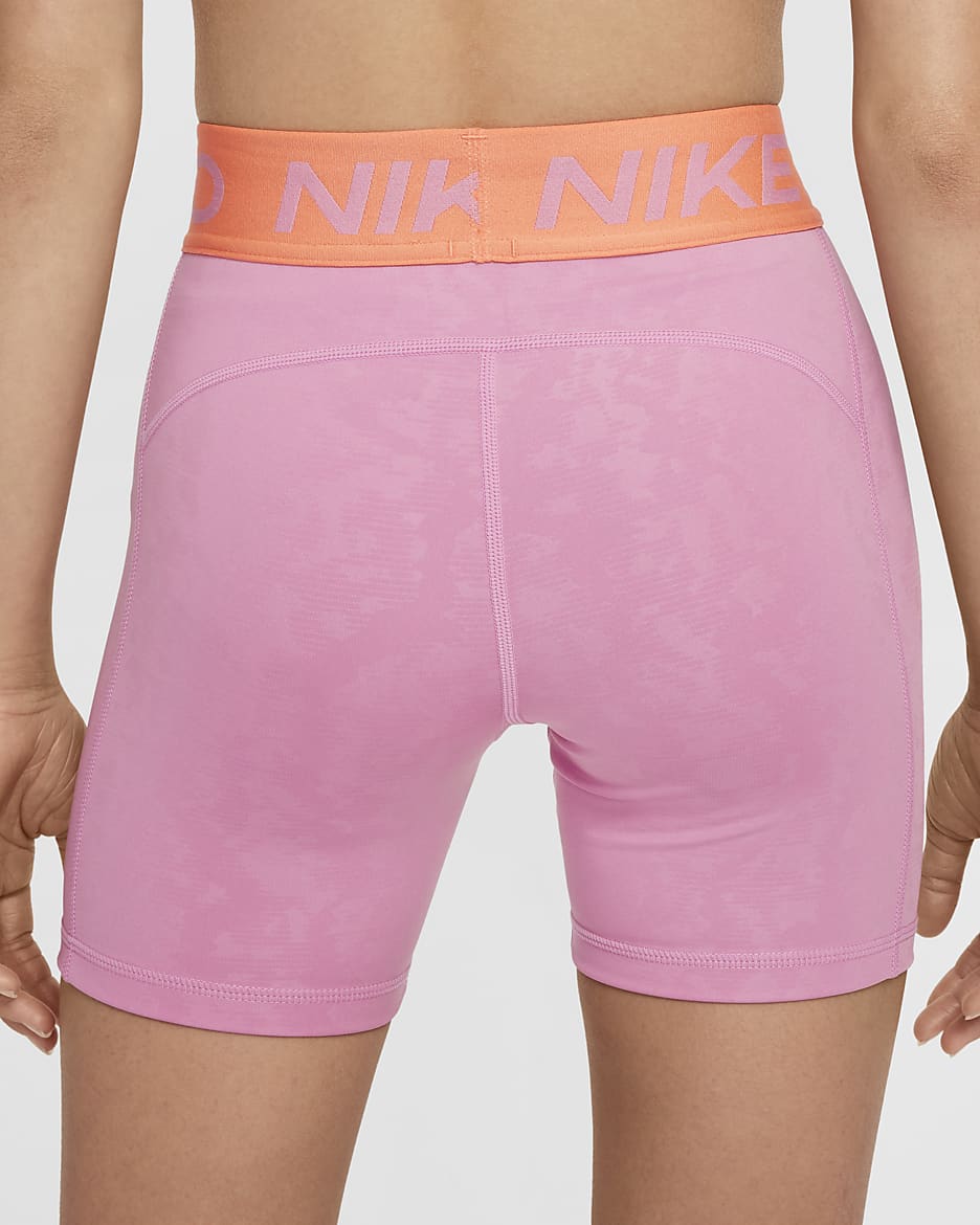 Nike Pro Girls' Dri-FIT 7.5cm (approx.) Shorts - Magic Flamingo/Light Wild Mango/White