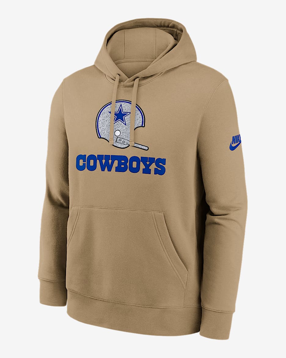 Sudadera con gorro sin cierre Nike de la NFL para hombre Dallas Cowboys Best Season Rewind Club - Beige paracaídas