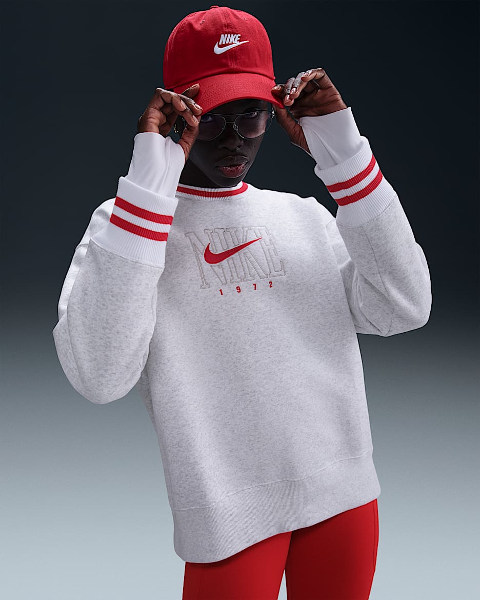 Sudadera de cuello redondo con gráfico oversized para mujer Nike Sportswear Phoenix Fleece - Abedul jaspeado