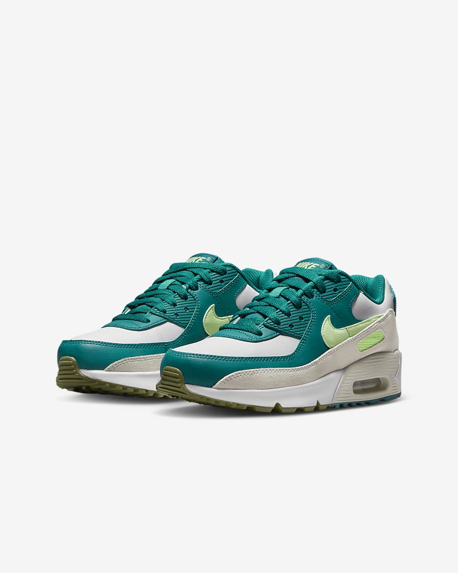 Nike Air Max 90 LTR Big Kids’ Shoes - White/Bright Spruce/Phantom/Barely Volt