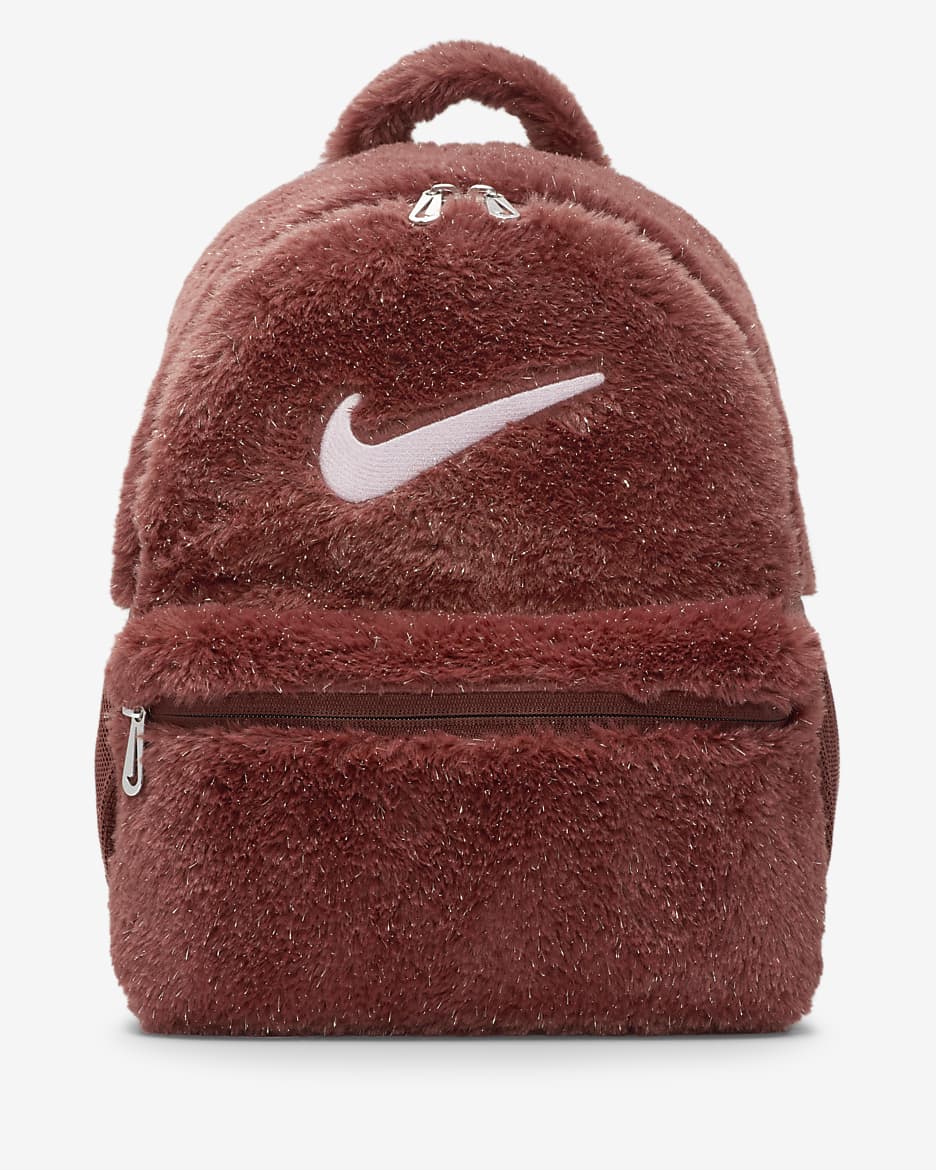 Nike Older Kids' Faux Fur Backpack (11L) - Dark Pony/Dark Pony/Pink Foam