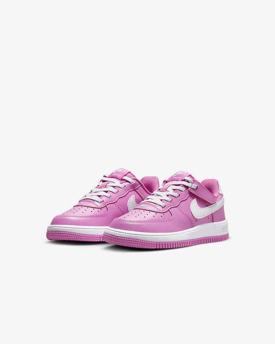 Nike Force 1 Low EasyOn Younger Kids' Shoes - Playful Pink/White