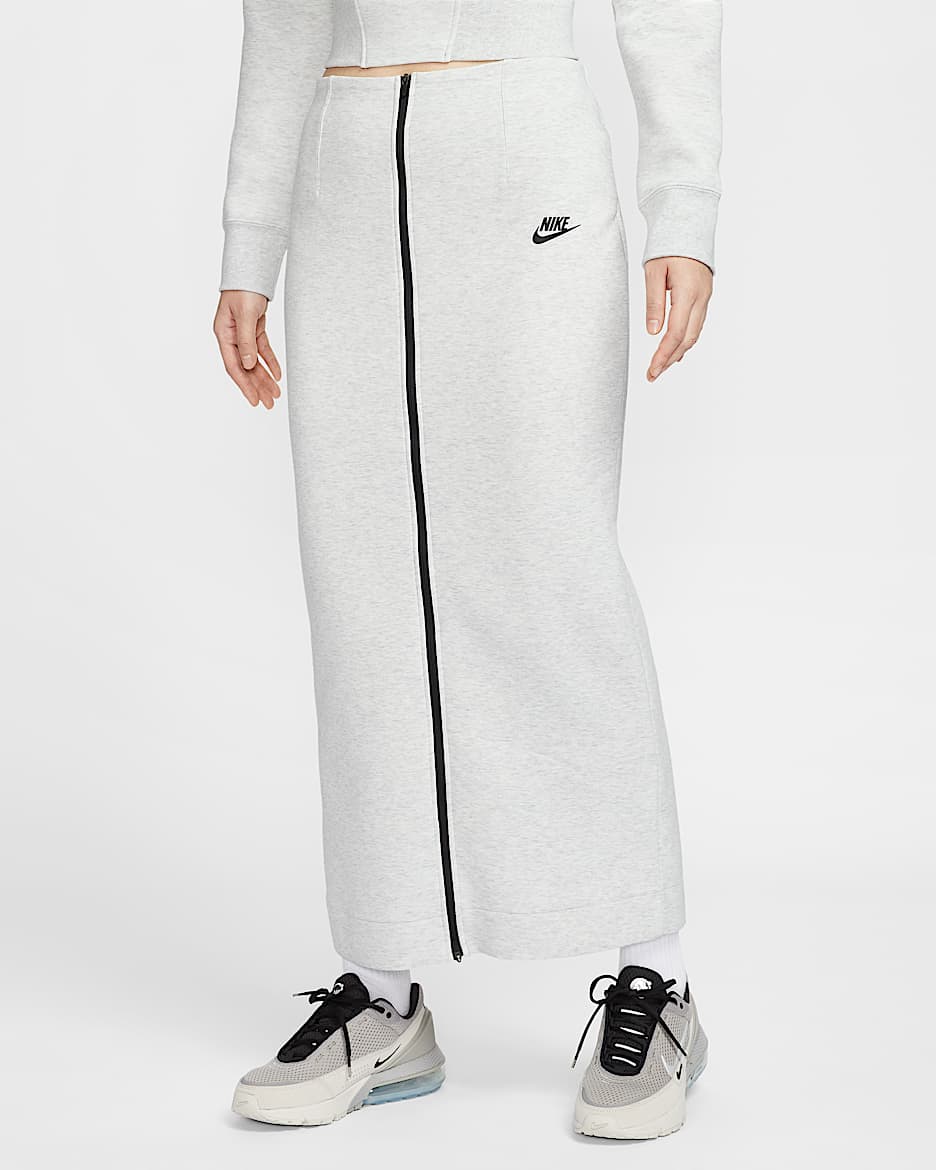 Nike Sportswear Tech Fleece 女款合身長裙 - Light Grey/Heather/黑色