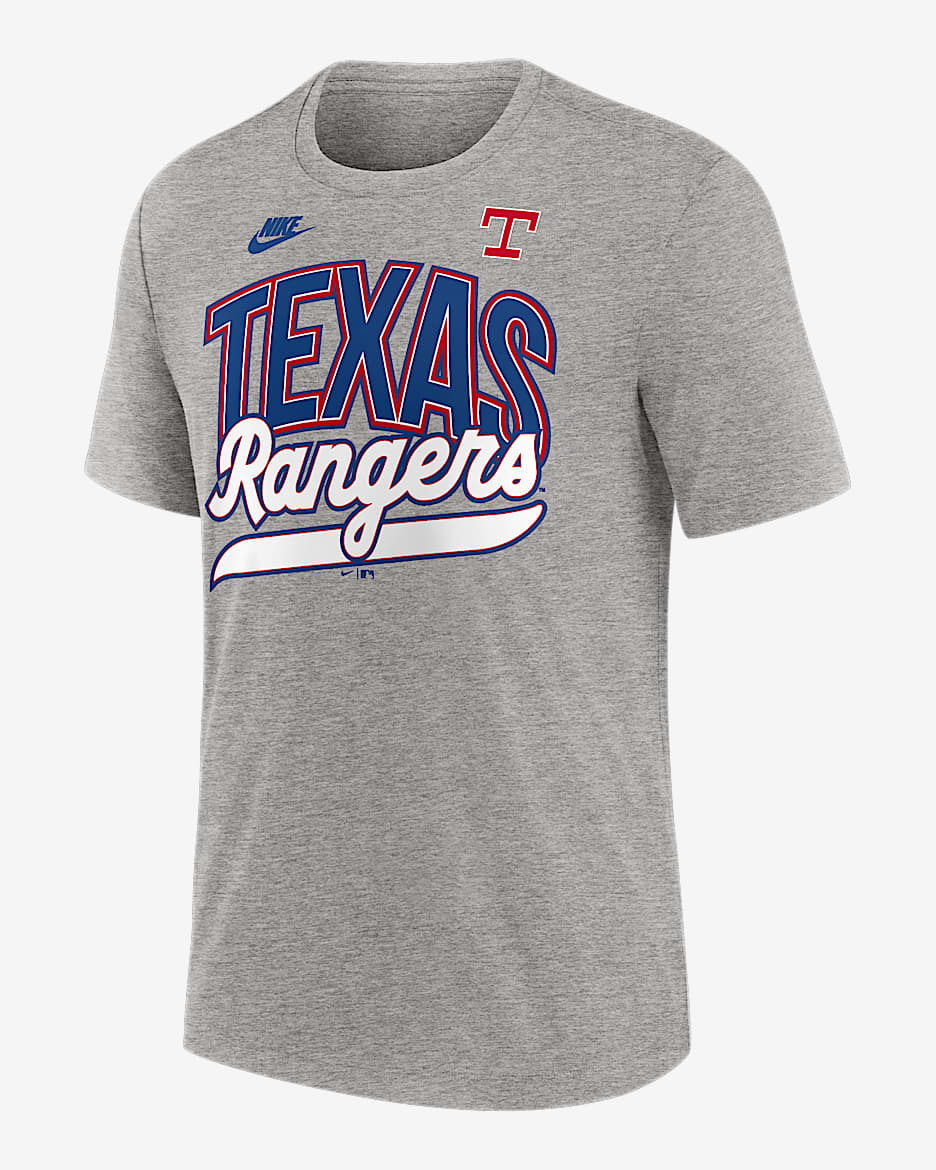 Playera Nike de la MLB para hombre Texas Rangers Cooperstown Retro - Gris jaspeado