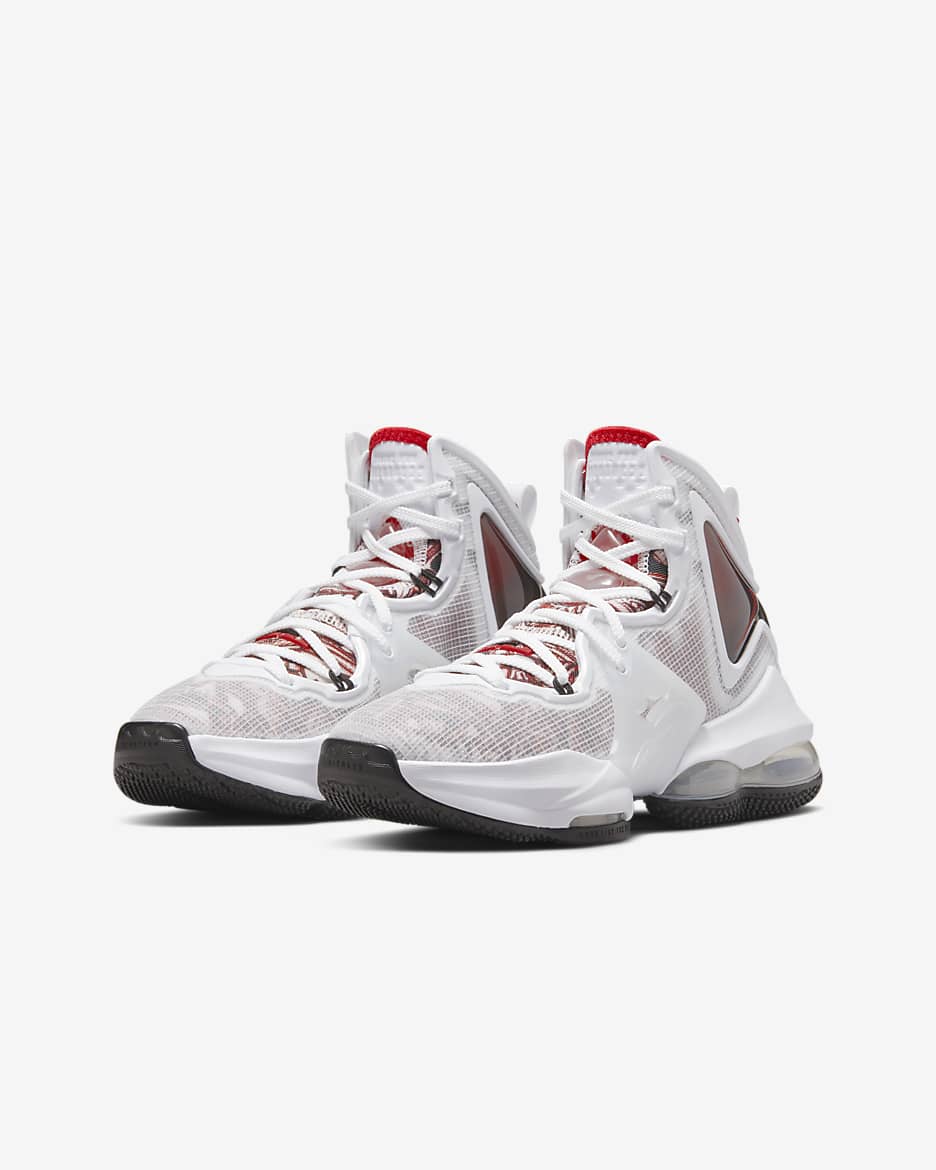 LeBron 19 Big Kids' Basketball Shoes - White/Black/University Red