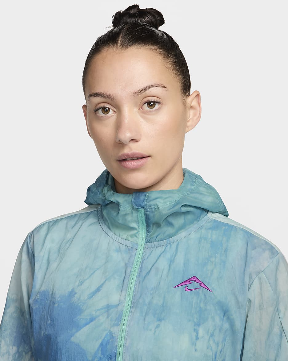 Veste de running Repel Nike Trail pour femme - Green Frost/Vivid Purple