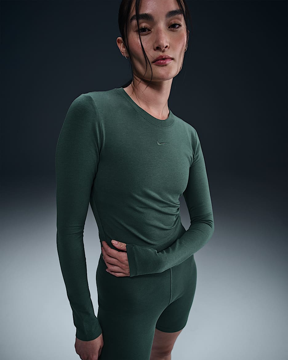 Nike Sportswear Chill Knit Women's Slim Long-Sleeve Cropped Top - Vintage Green/Vintage Green