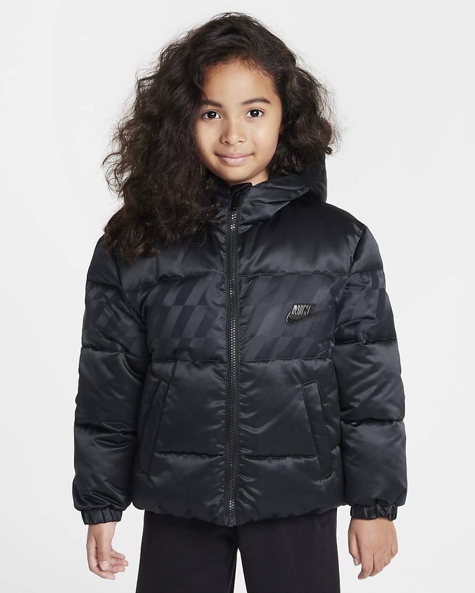 Nike Little Kids' Jacquard Hazard Stripe Puffer Jacket - Black