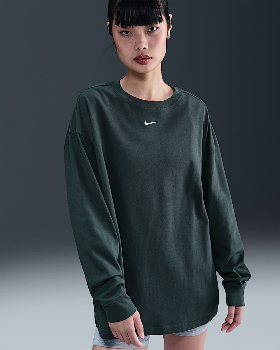 Nike Sportswear Essential Women's Oversized Long-Sleeve T-Shirt - Seaweed
