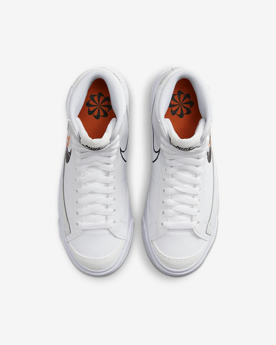 Nike Blazer Mid Next Nature Older Kids' Shoes - White/Bright Mandarin/Medium Ash/Black