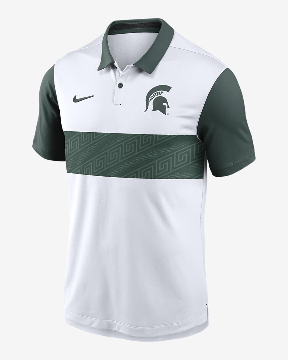 Polo universitario Nike Dri-FIT para hombre Michigan State Spartans Primetime Campus Vapor - Blanco