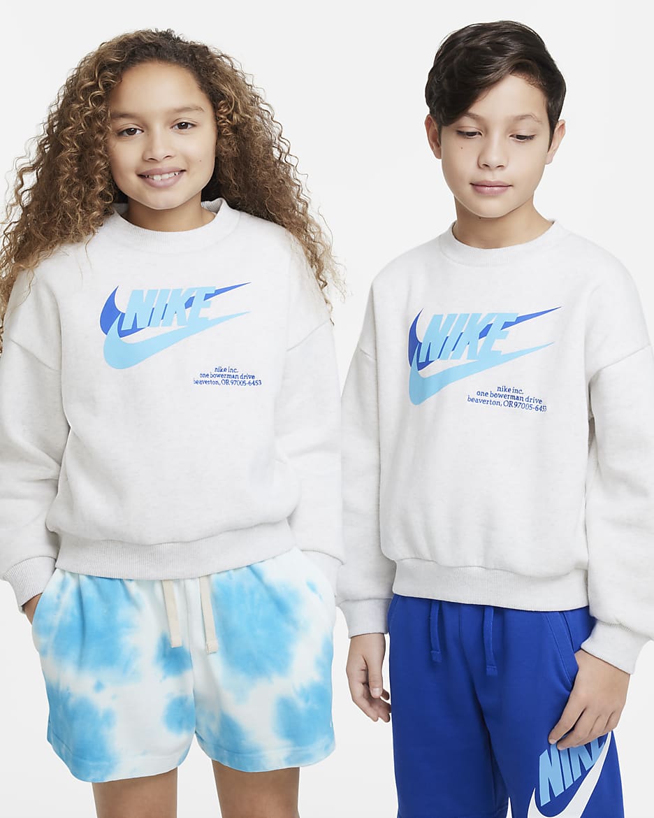 Nike Sportswear Icon Fleece Big Kids' Oversized Sweatshirt - Birch Heather