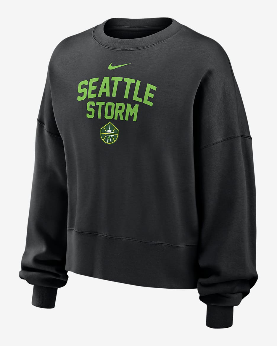Sudadera de cuello redondo Nike de la WNBA para mujer Seattle Storm Phoenix Fleece - Negro