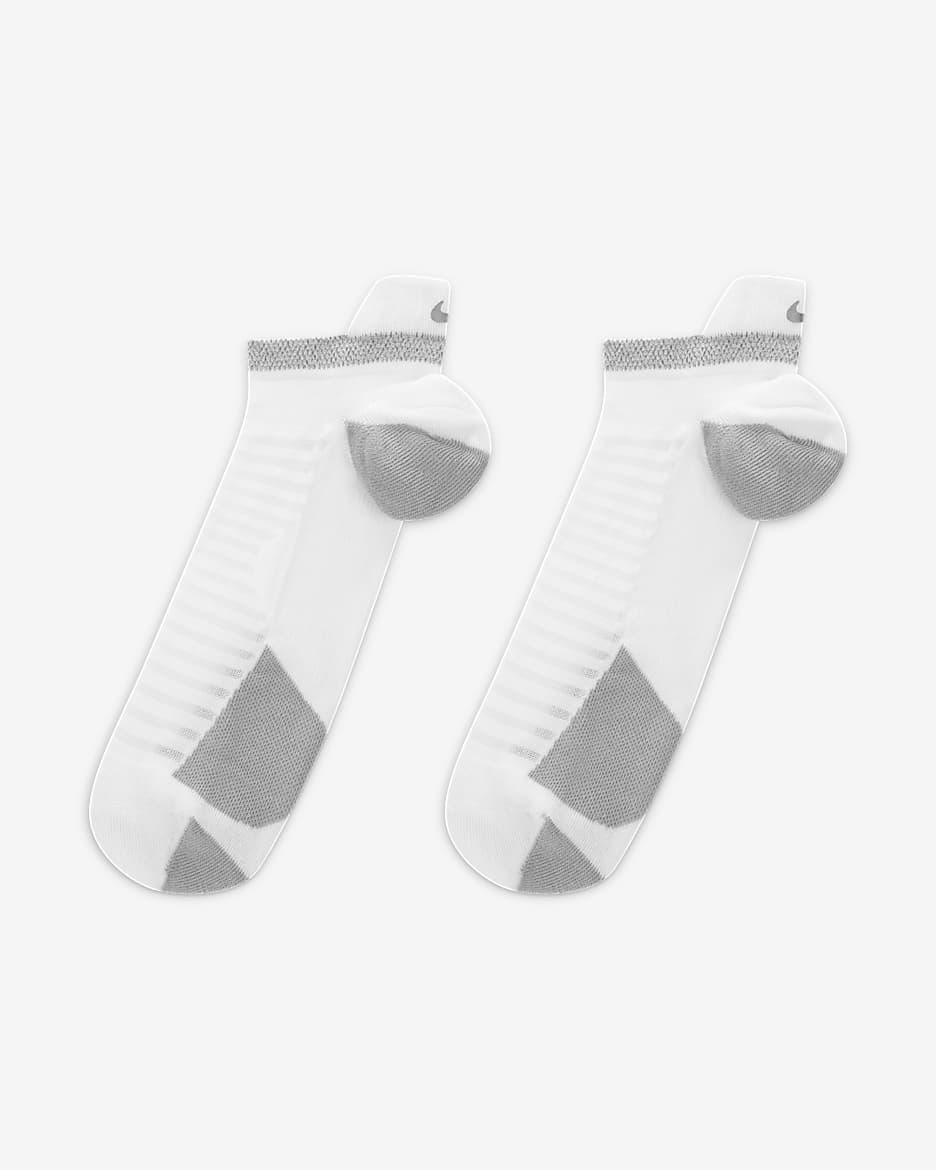 Nike Spark Cushioned No-Show Running Socks - White/Reflect Silver